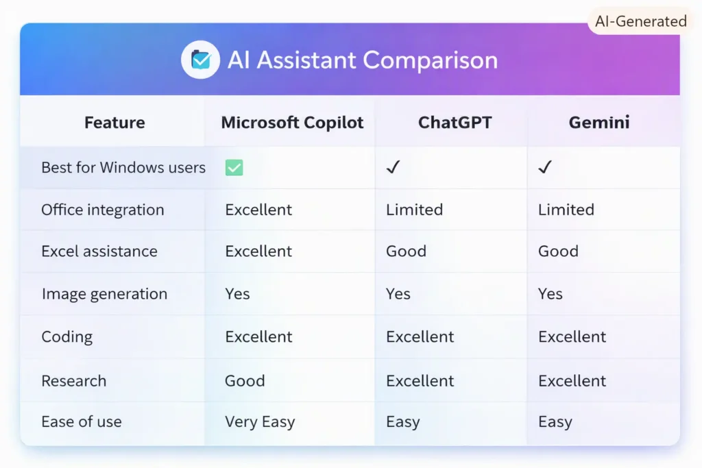 Microsoft Copilot vs ChatGPT vs Gemini
