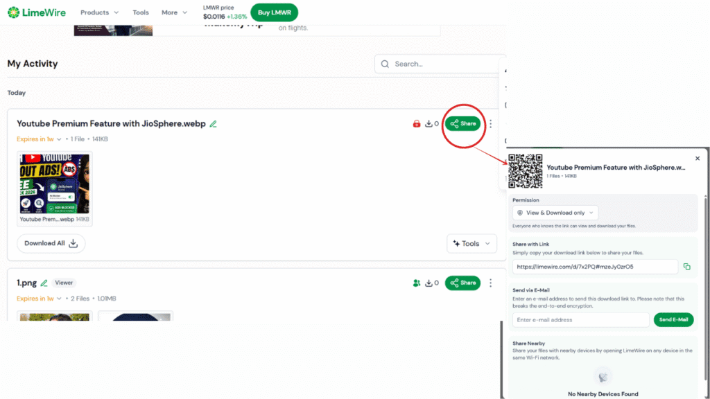 How to Share file using sharedrop