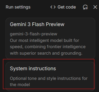 Google ai studio system instruction